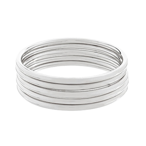 5 Row Metal Stackable Bangle Bracelet - Picture 2 of 2